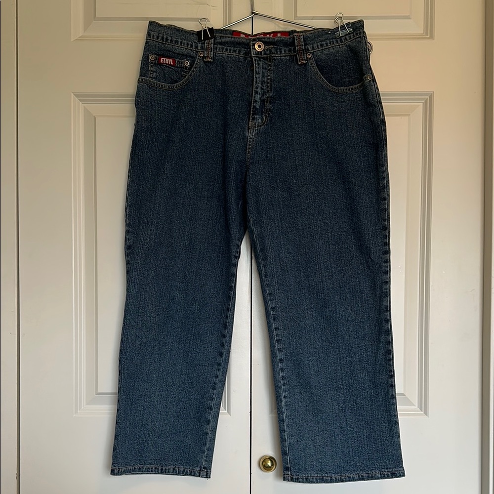 ETHYL Vintage jeans size 12 sequin back pocket straight wide leg crop inseam 22